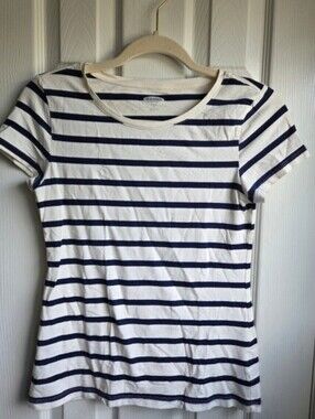 Old Navy Off-White and Navy Striped Short Sleeve Tee